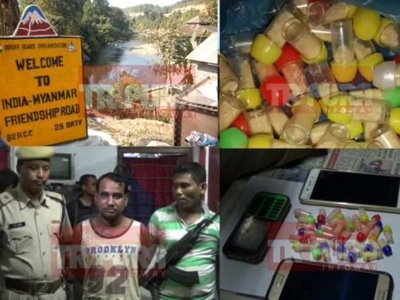 3 Tripura smugglers held at Assam with heroin, brown sugar: Myanmar- India â€“Bangladesh International  drug cartels hit NE India : 12 held in July alone for narcotics smuggling in Tripura
